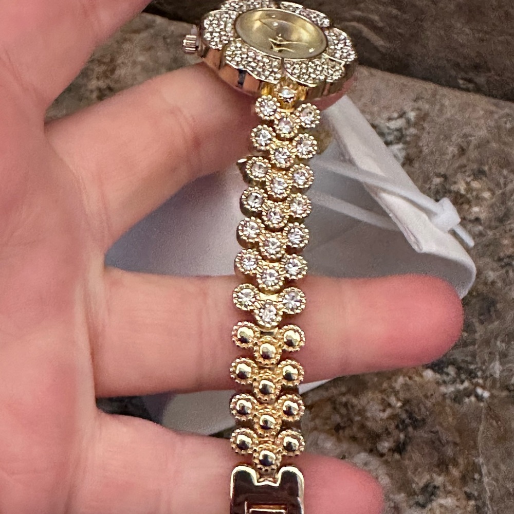 Charter Club Gold Clear Rhinestone Watch - Picture 10 of 14